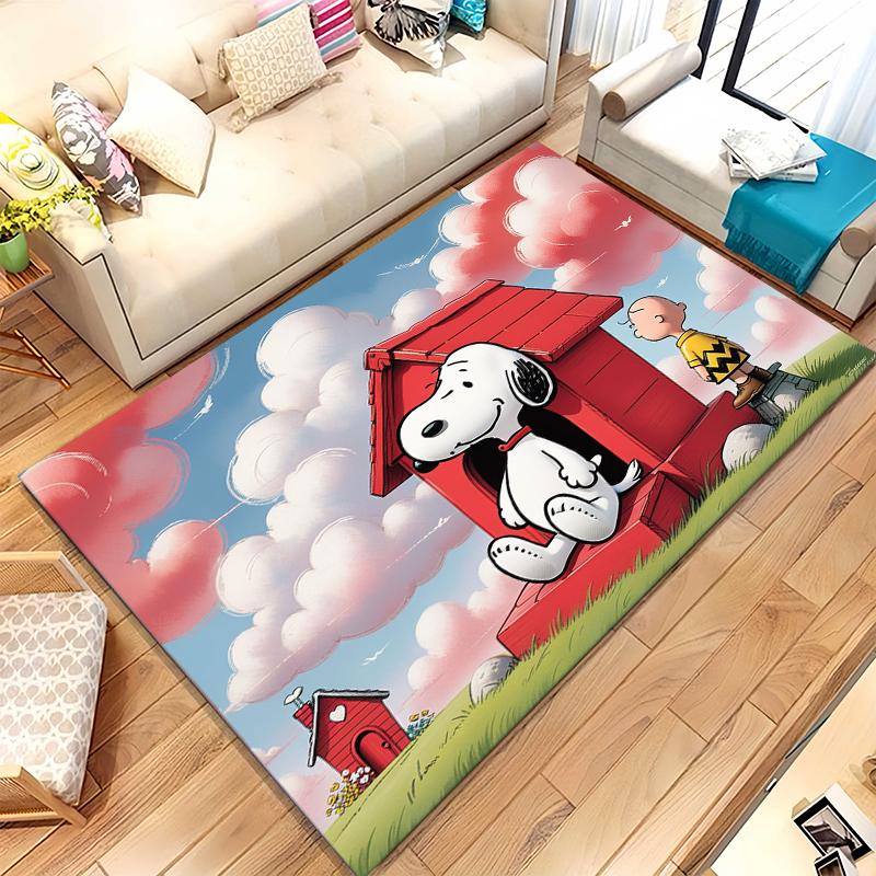 Cute Snoopy Dog Cartoon Living Room Non-Slip Area Rug Soft Carpet for Bedroom Kids Playroom Sofa,Home Decor Doormat Gift