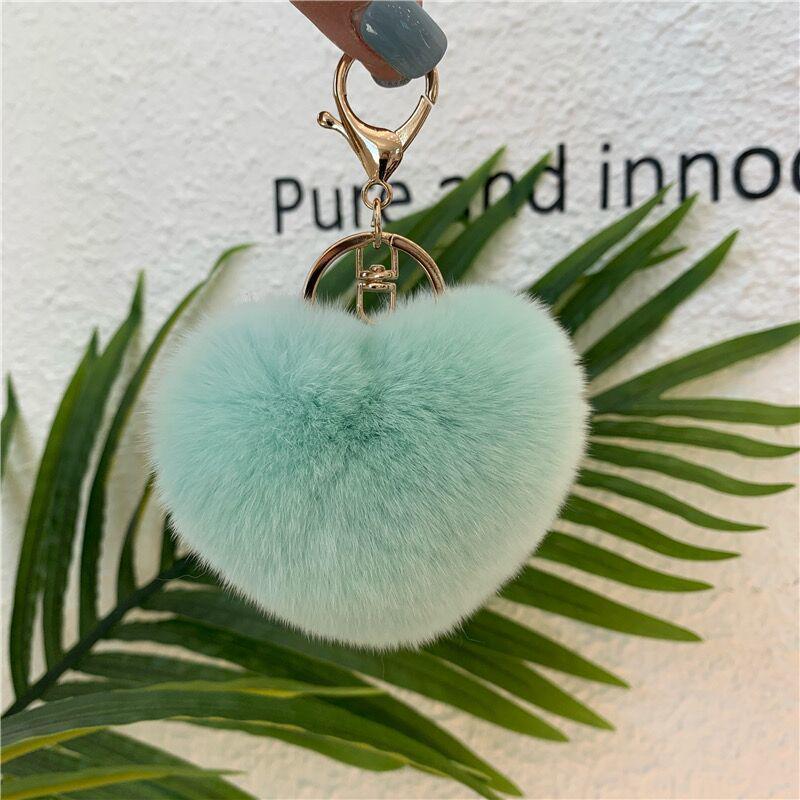 Fluffy Heart Pendant: Cute Plush Keychain Ornament Heart Pendant