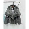 Womens Short Down Coat 2026 Winter Luxury Raccoon Fur Collar Wool Blend Oversized Warm Puffer Jacket