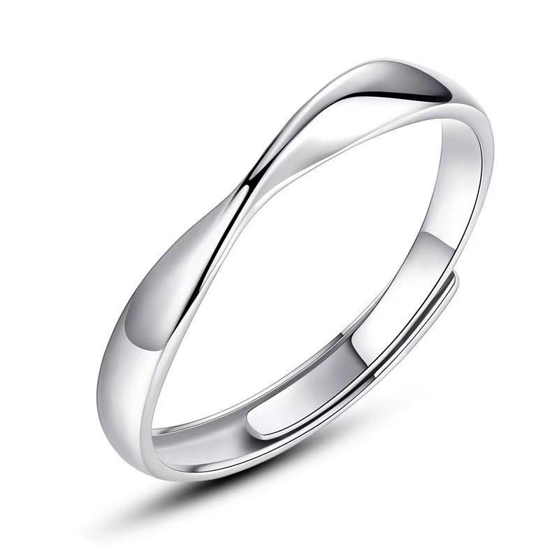 Mobius Silver Unisex Pinky Ring: Adjustable Valentine's Day Couple Gift