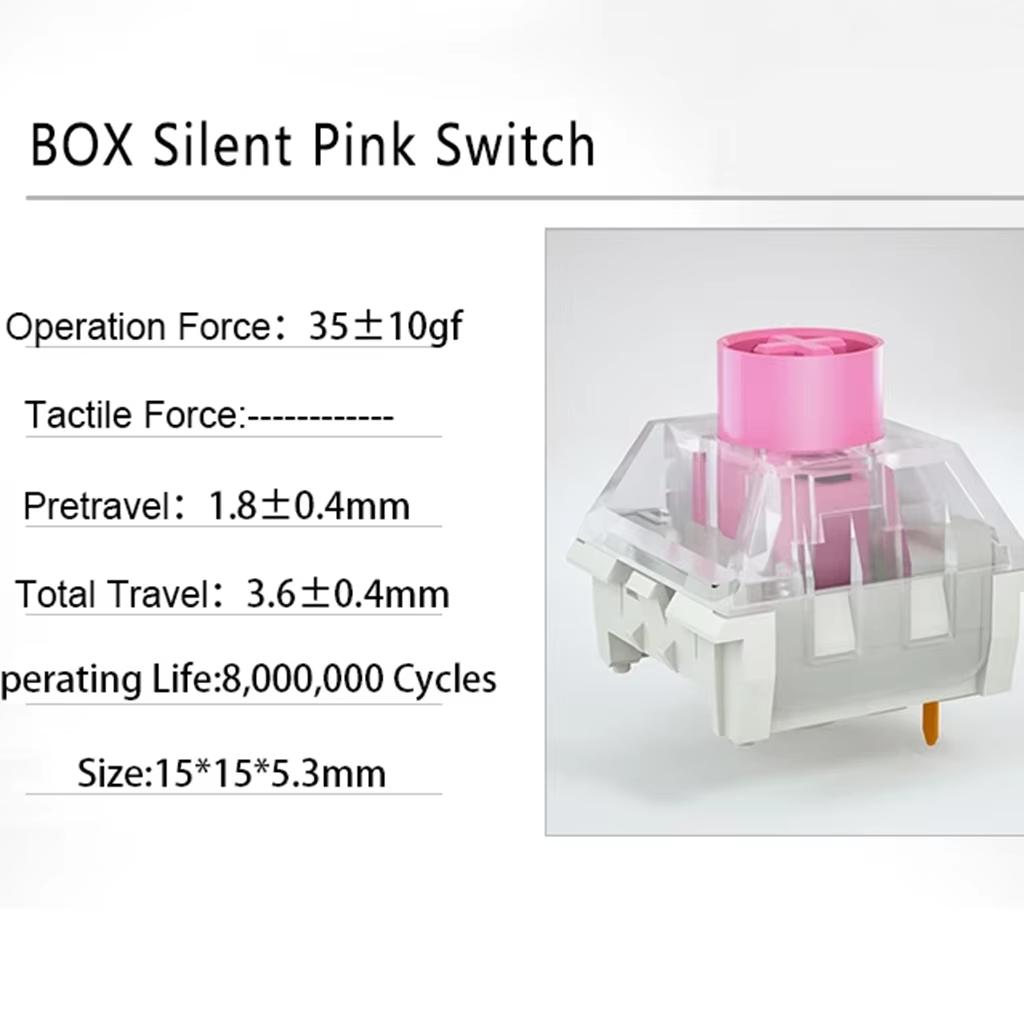 

Kailh Box Silent Pink Перемикач Механічна Клавіатура Перемикач Офісний Водонепроникний та Пилозахищений Лінійний 3-контактний Перемикачі Гаряча Заміна Комплект DIY 60 PCS