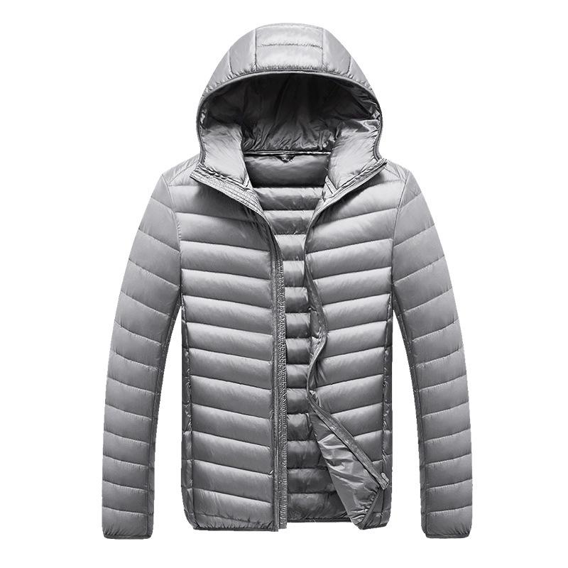 2024 Men's Lightweight White Duck Down Hooded Jacket - Short, Warm, Long Sleeve Outerwear