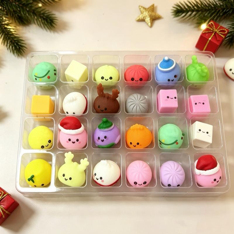Christmas Advent Calendar 24 Day Countdown Surprise Box Dumpling Squishies Slow Rebound Squeeze Sensory Gift Decor