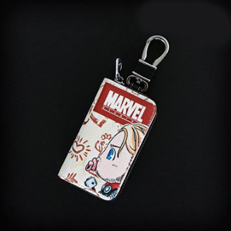 Cute Cartoon Key Bag Men Women PU Leather Key Holder for Car Metal Key Chain Creative Mini Zip Coin Purse Car Key Case Cover