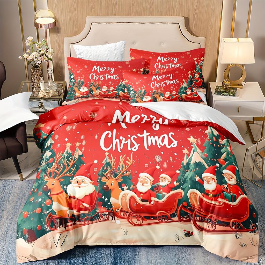 Comforter Merry Christmas Bedding Set 3D Printed Soft Single Double Size Bed Set Christmas Home Decorations