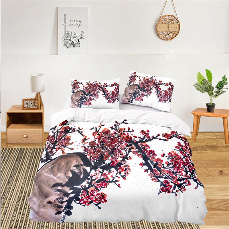 Soft Floral Bedding Set For Kids Girls Adults Leaves Flowers Branch Print Duvet Cover Set Quilt Cover Pillowcases Bedroom Decor