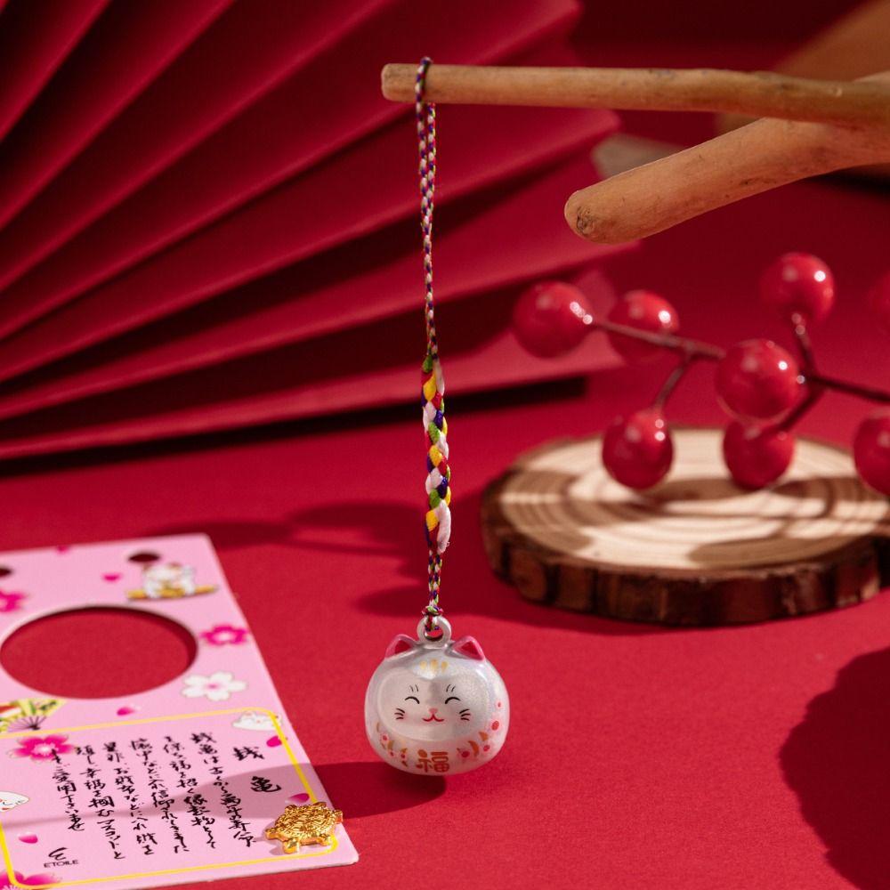 Bring Wealth Cat Bells Pendant Cat Daruma Bells Pendant Key Chain  Handbag Accessories