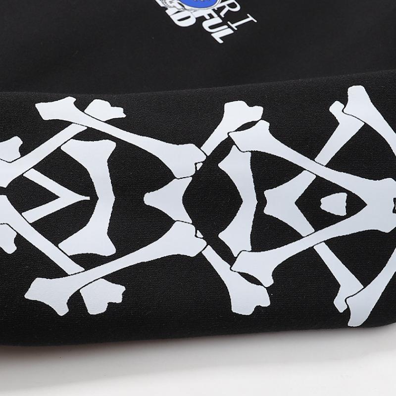 Europäischer und Amerikanischer Herbst- und Winter-High-Street-Hoodie Dead Bones Hoodie Skelett-Schriftzug Bedruckter Kapuzenpullover