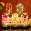 Gold Foil Rose Glass Dome Night Light - Everlasting Flower Valentine's & Birthday Creative Gift Ornament