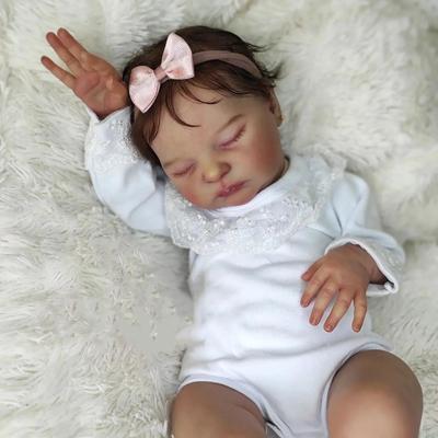 BZDOLL Realistische 50 cm weiche schlafende wiedergeborene Babypuppe aus Silikon mit 3D-Pating-Haut und sichtbaren Venen, lebendiges 20-Zoll-Neugeborenen-Geburtstagsgeschenk für Mädchen