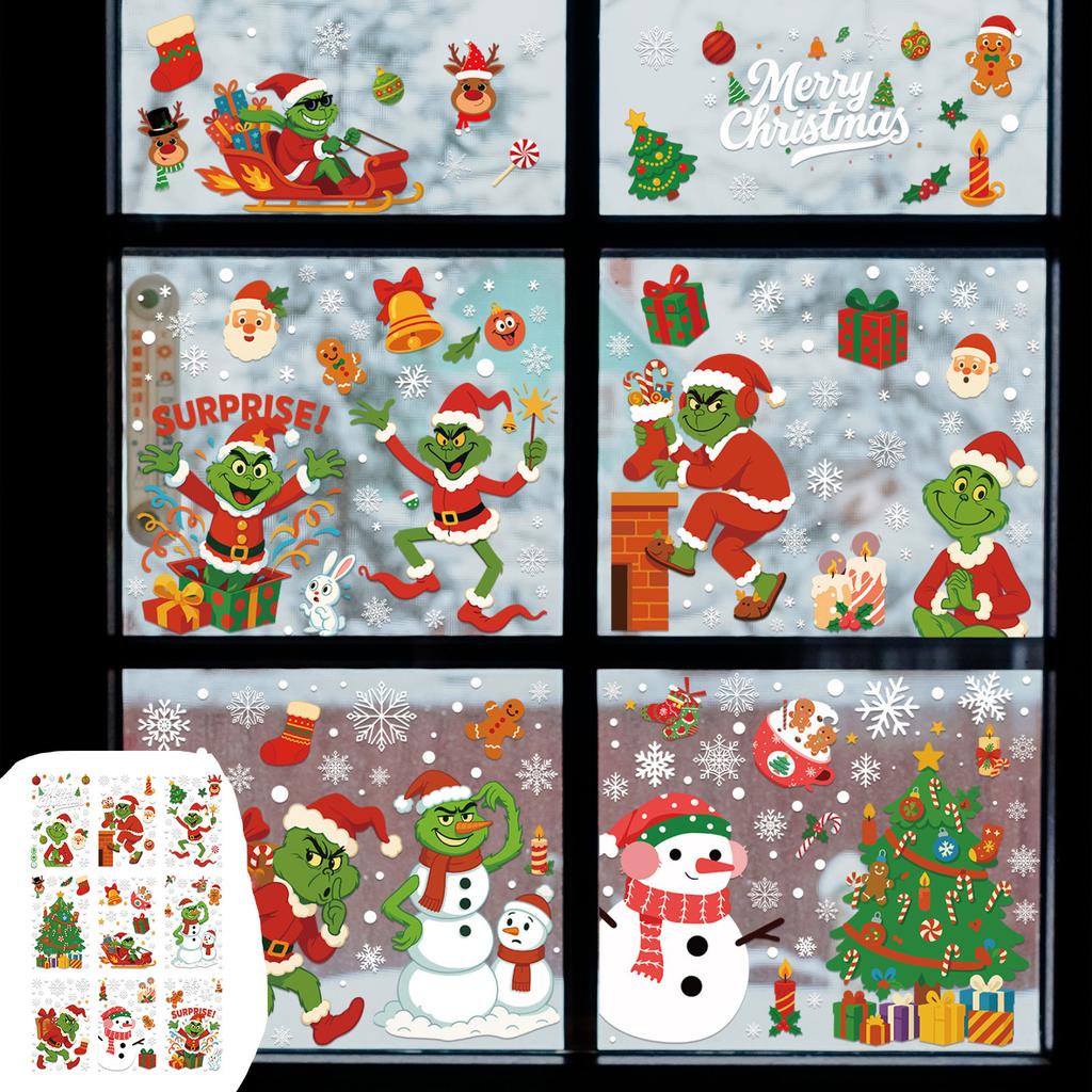 Snowman Static Cling Stickers - Reusable Christmas Window Decals For Holiday Home Decor