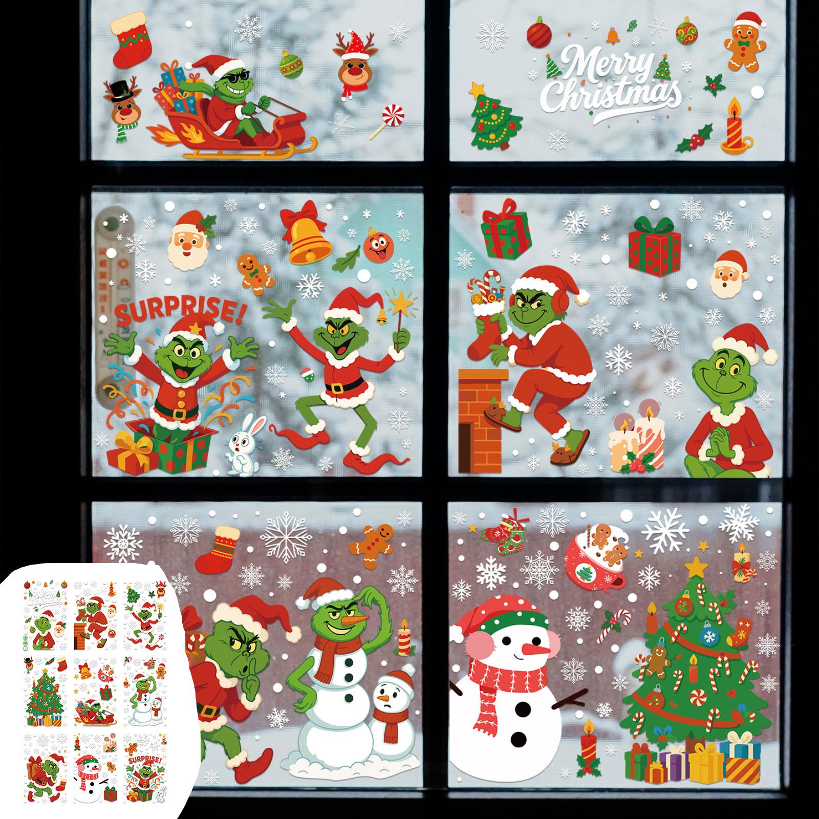 

Snowman Static Cling Stickers - Reusable Christmas Window Decals For Holiday Home Decor One Size