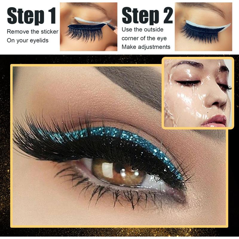 Set di adesivi per trucco occhi ciglia finte Riutilizzabile Eyeliner e adesivi per ciglia Eyeliner glitterato