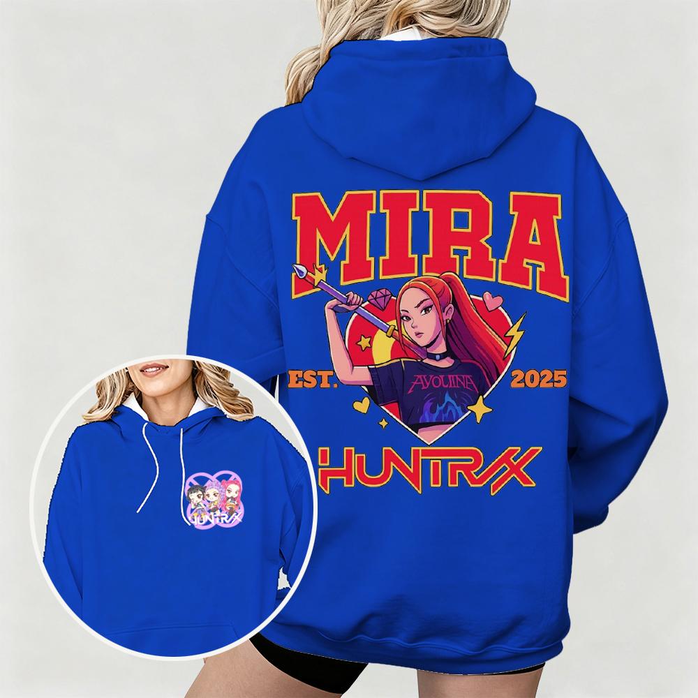 Women KPop Demon Hunters Hoodie with Mira Graphic Character Perfect for Autumn Winter Casual Wear Fashionable Outdoor Pullover