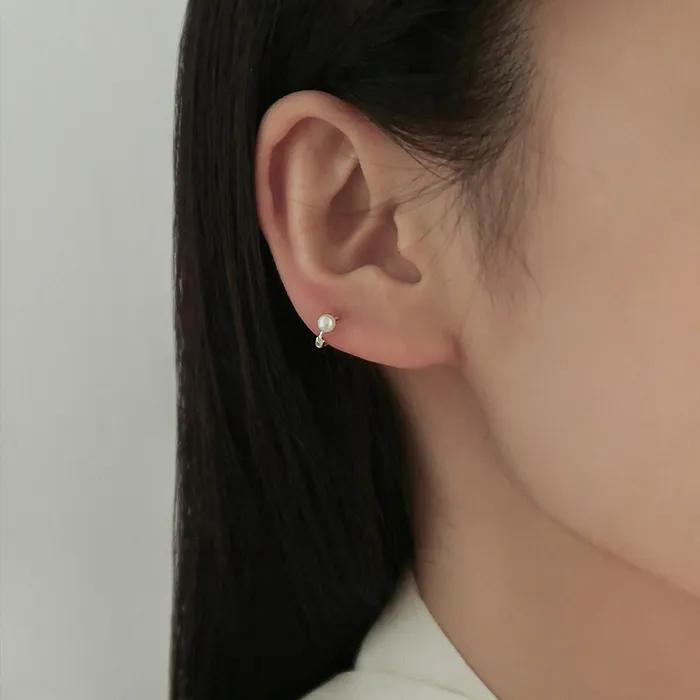 925 Silver Mini Freshwater Pearl Ring Earrings