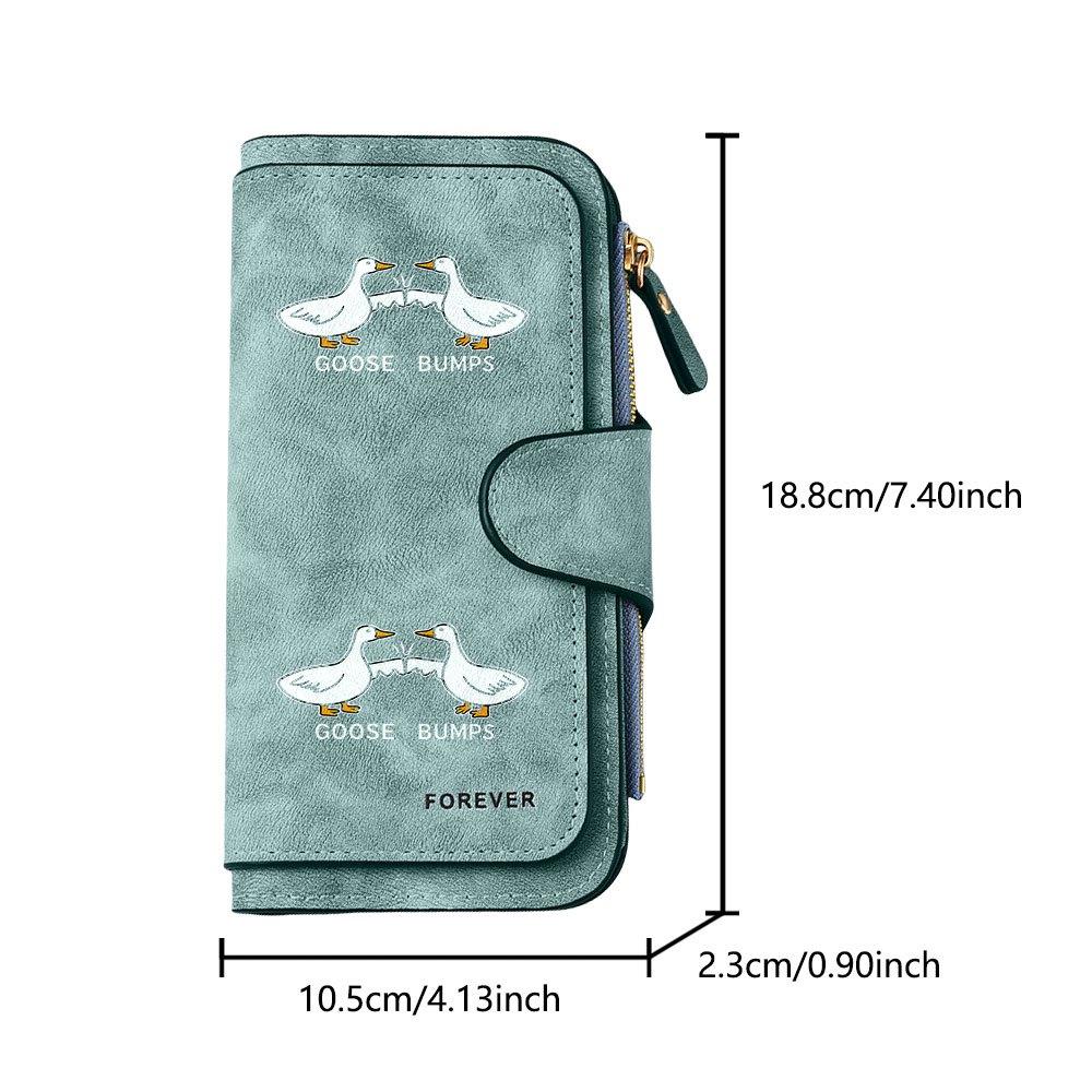 Double goose pattern fashion long zipper wallet, large-capacity card holder, unisex clutch bag, stylish zippered coin purse, suitable for daily use,