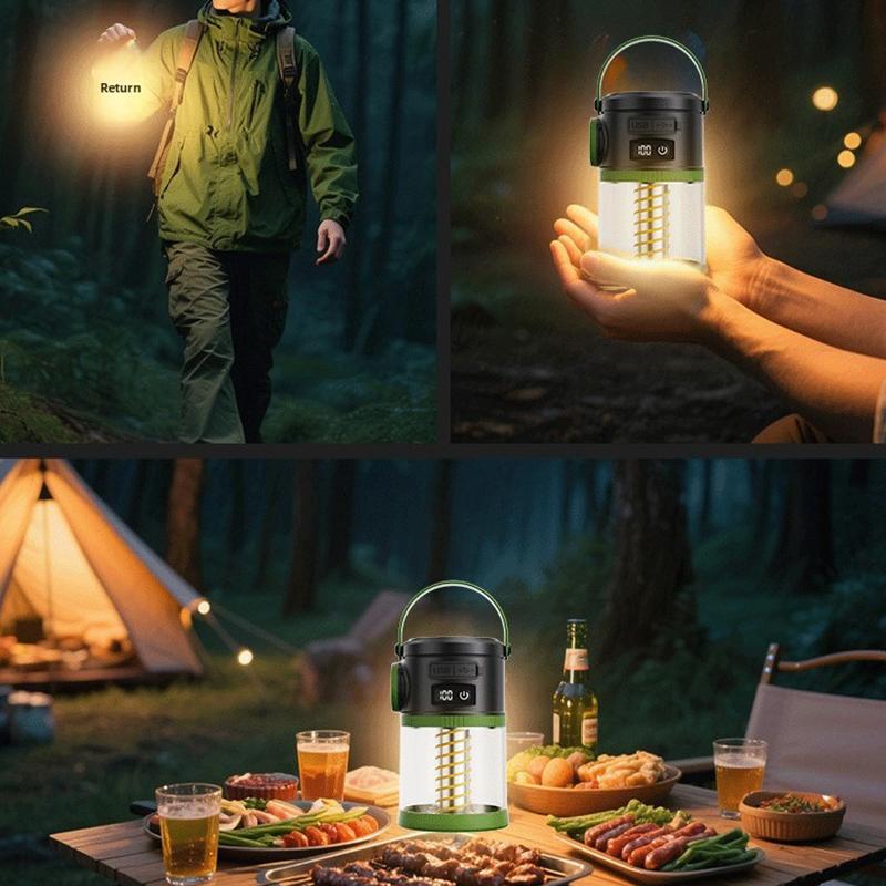 Portable Camping Lamp 5-in-1 Modes Lanterns Solar Outdoor Emergency Lighting Waterproof Solar and USB Charge for Camping Tent