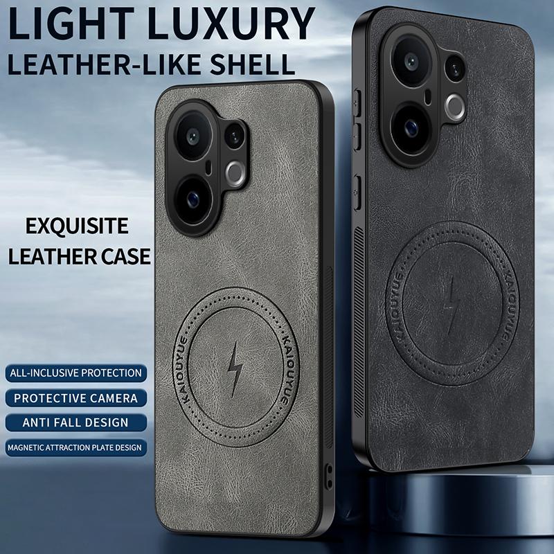 For vivo S30 Pro mini/vivo X200 FE Case Simple Stylish Magnetic Suction Luxury PU Leather Skin-friendly Anti-drop Back Cover