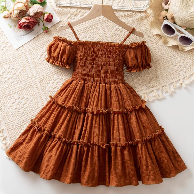Summer New Style Puff Sleeve Fashion Princess Skirt for Girls