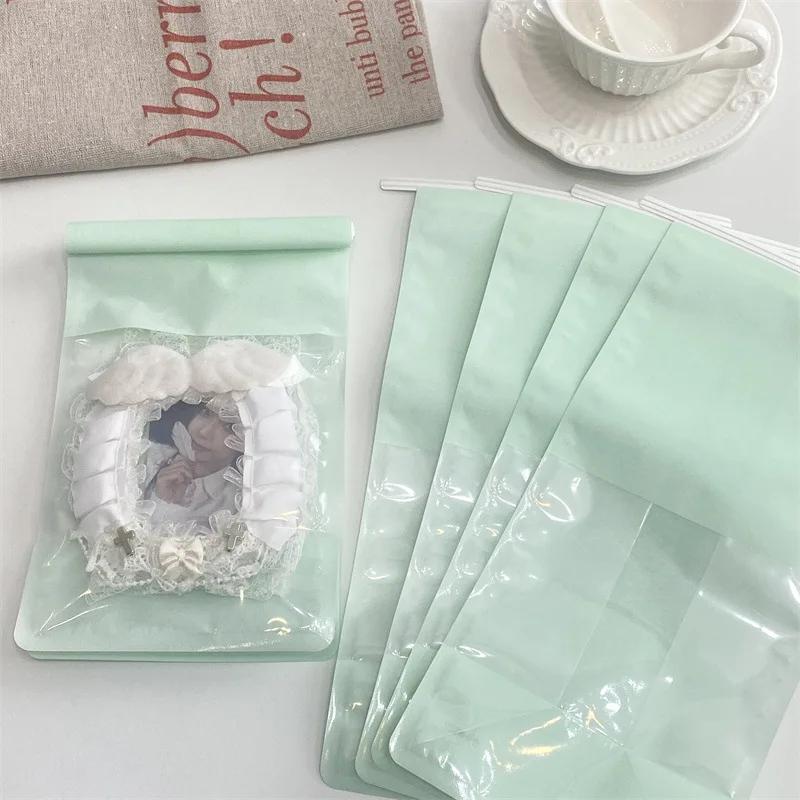 

5 шт. INS Симпатичные макароны цветные прозрачные окна рулонные сумки для хранения Kpop 3-дюймовые фотокарточки упаковка карман девушка подарочная упаковка сумка зелёный