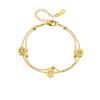 Gold Plated Layered Cubic Zirconia Bracelet Dainty Round Charm Chain Jewelry