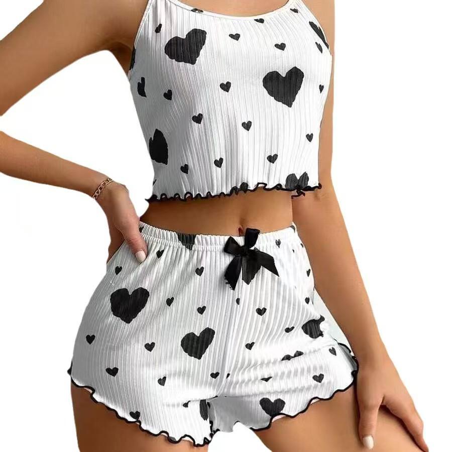 Women's Heart Print Knit Cami & Shorts Pajama Set