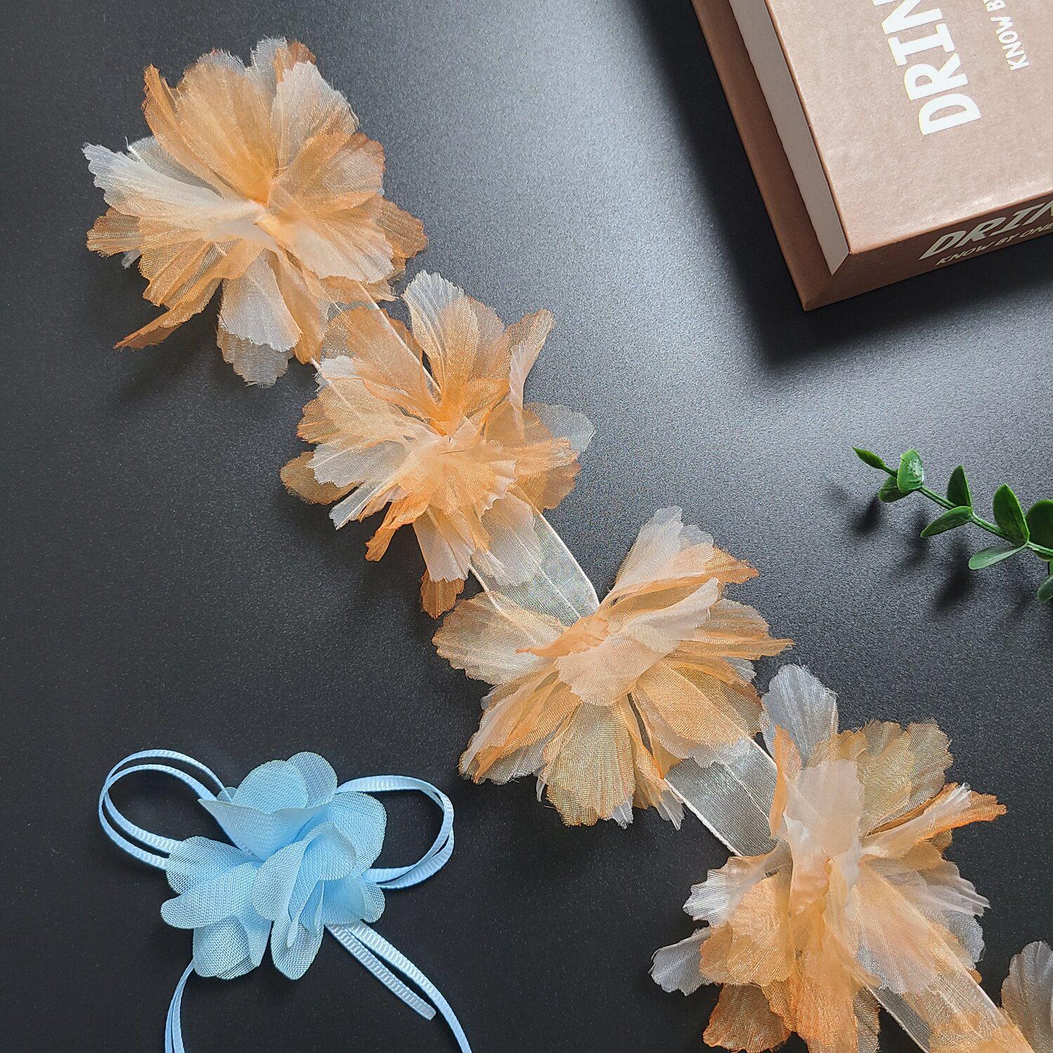

8 см градиентная органза 3D цветок для DIY головных уборов, одежды и свадебного декора.