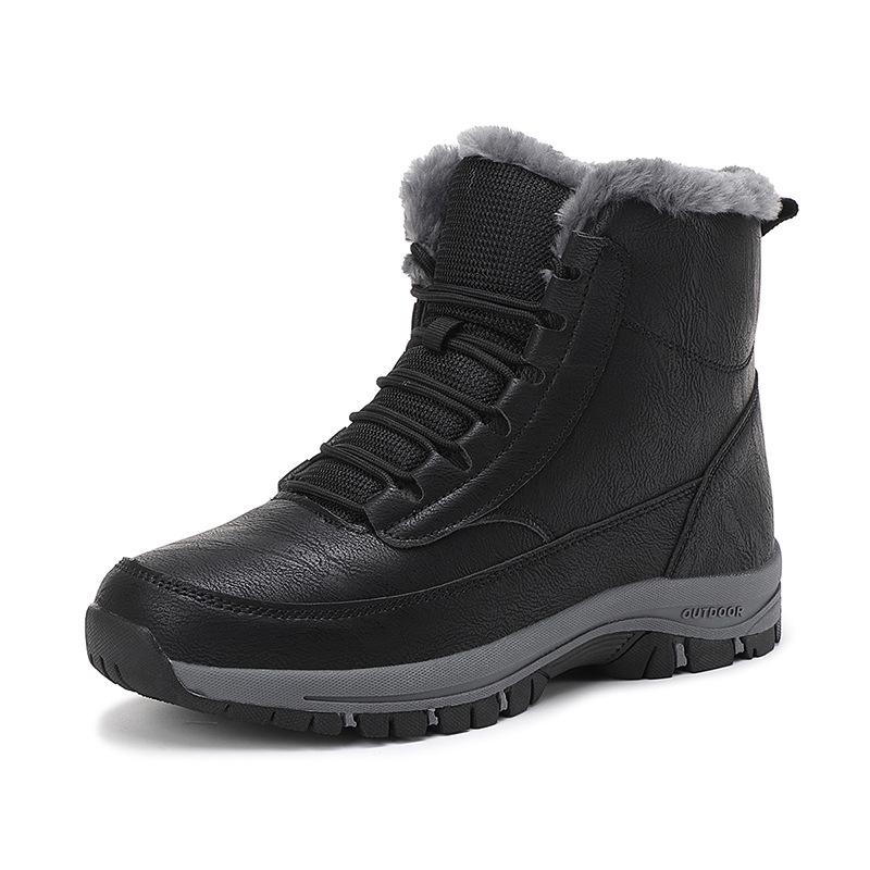 Men s Northeast Waterproof High-Top Winter Snow Boots - Warm Plus Velvet, Thickened, Non-Slip, Large Size Outdoor Walking Shoes 43 чёрный