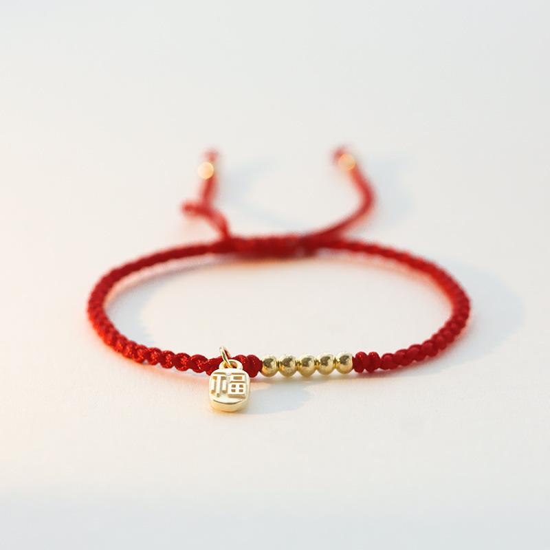 PANJBJ Kaninchen Armband für Damen Mädchen Rotes Geflecht Verstellbarer Schmuck Neujahrs Geburtstagsgeschenk Dropshipping Großhandel