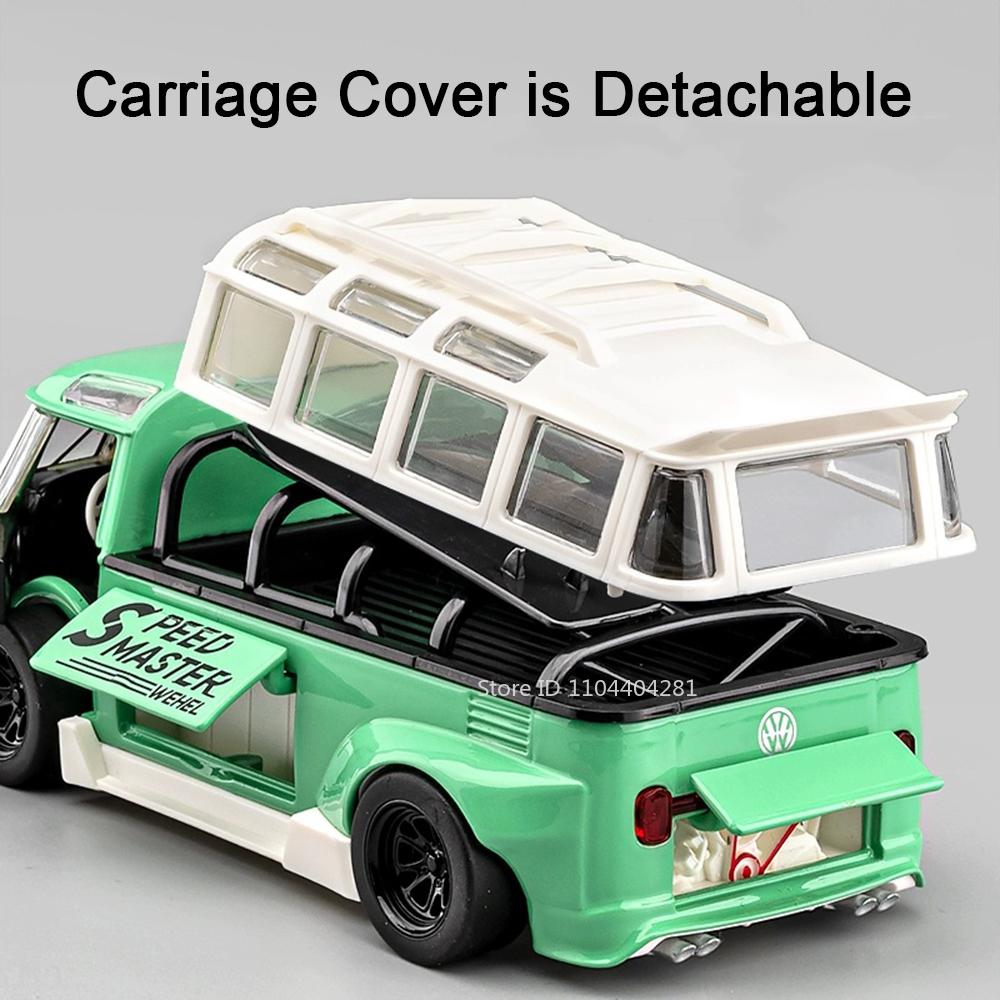 1:32 Scale T1 Beetle Miniature Model Alloy Diecast Toys Car Doors Opened Sound Light Pull Back Vehices Children's Birthday Gifts