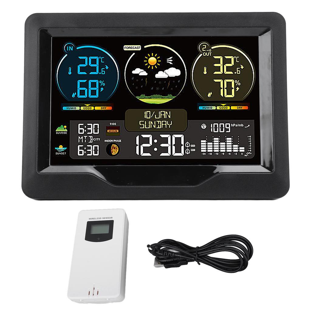 Digital Weather Thermometer Weather Wireless Temperature Humidity Monitor with Electric Sunup