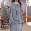 Retro Cotton Linen Set Women Summer Loose Slimming Belly Covering Two-piece Set Elegant Style Casual Fashion Trend