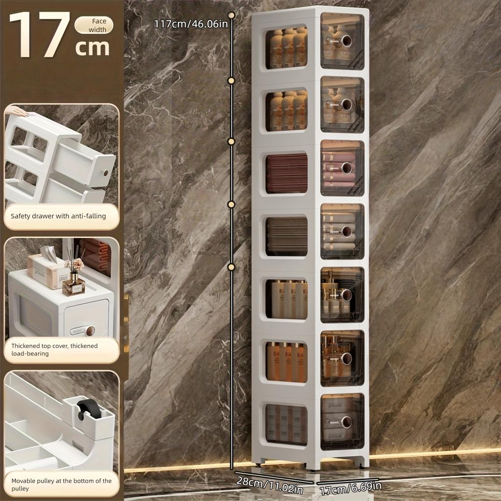 17 Cm Drawer-type Slit Storage Cabinet Ultra-narrow Slit Cabinet for Refrigerator Multi-layer Storage Rack for Bathroom