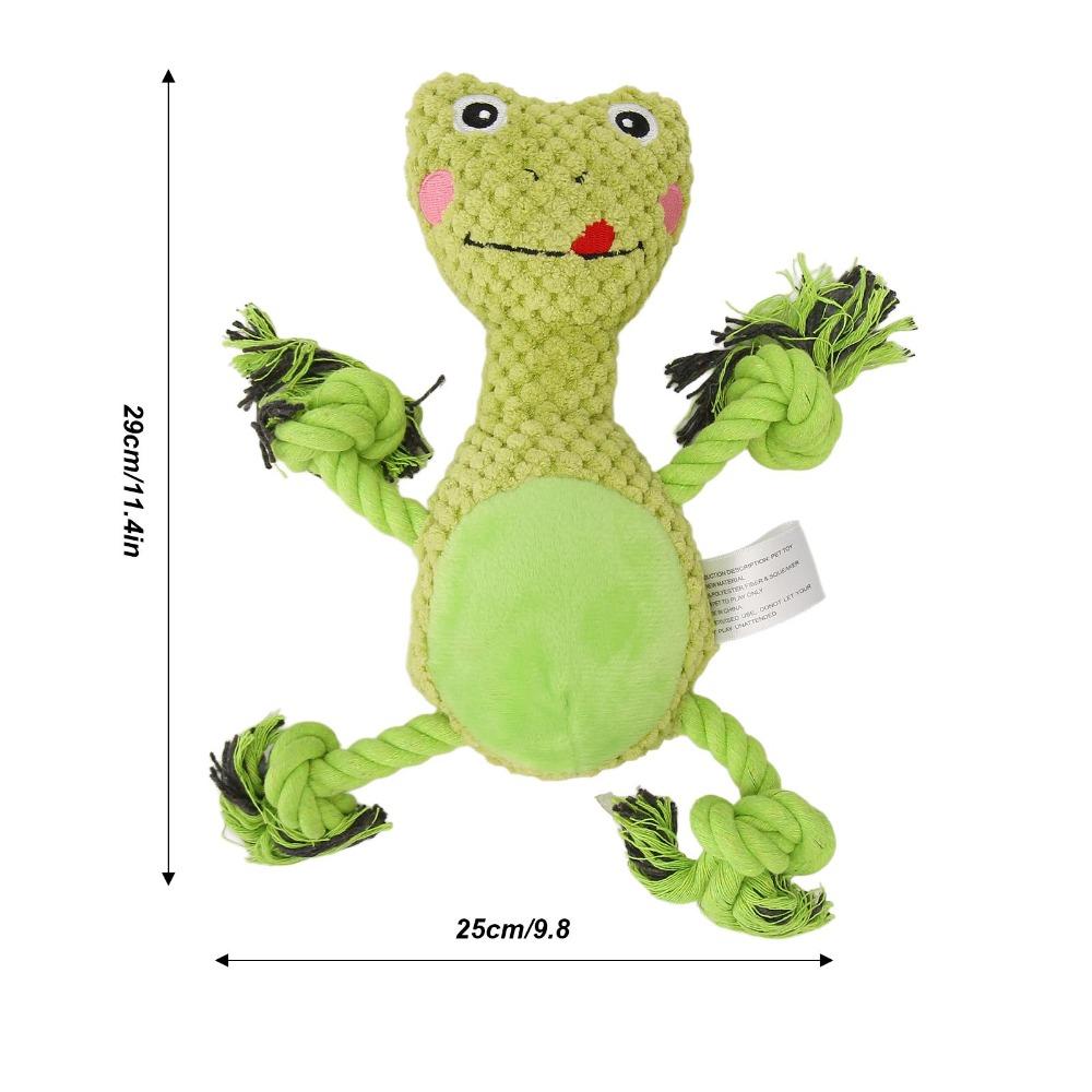 Safe Bite Cotton Rope Dog Toy Soft Bite Tough Dog Rope Chew Toy Animal Shape Built-in Squeaker Dog Squeaky Toy Daily Chewing