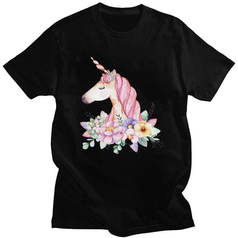 Custom Cute Cartoon Unicorn T Shirt for Men 100 Cotton Tshirt Tees Tshirt