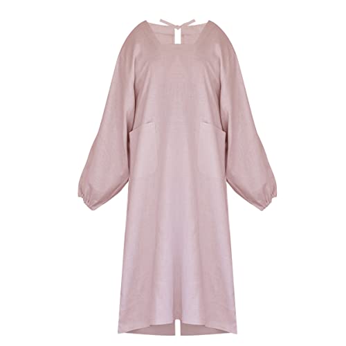 

[kimono cafe] Long linen apron that can be worn with both Western clothes and kimonos. Solid color, hemp, suitable for kimonos. Stylish, lightweight,