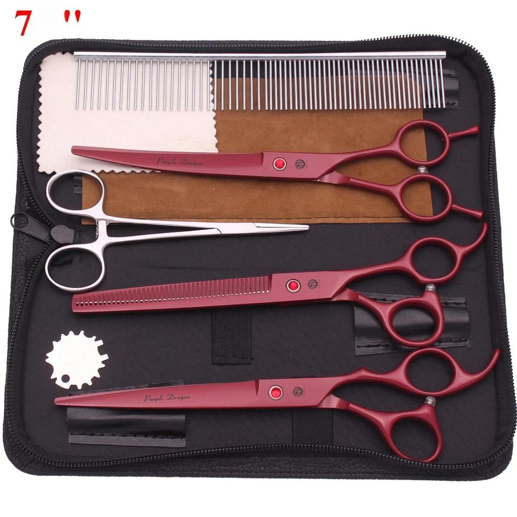 7,5'' Professionelle Tierpflege Schere Haarschneide Fischgräten Ausdünnungs Kamm Hämostaten Pinzette Japan 440C Set Für Hund Katze Z3088