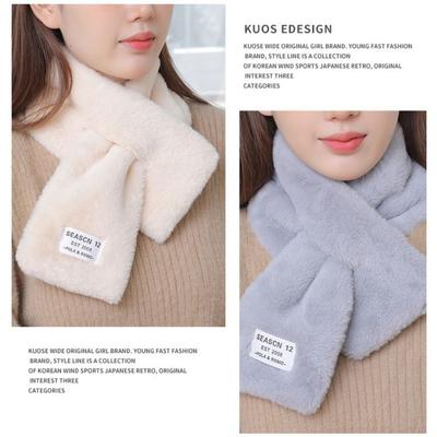 Winter Warm Cross Scarf Solid Color Thickened Neck Scarf Soft Faux Rabbit Fur Scarf Autumn Winter