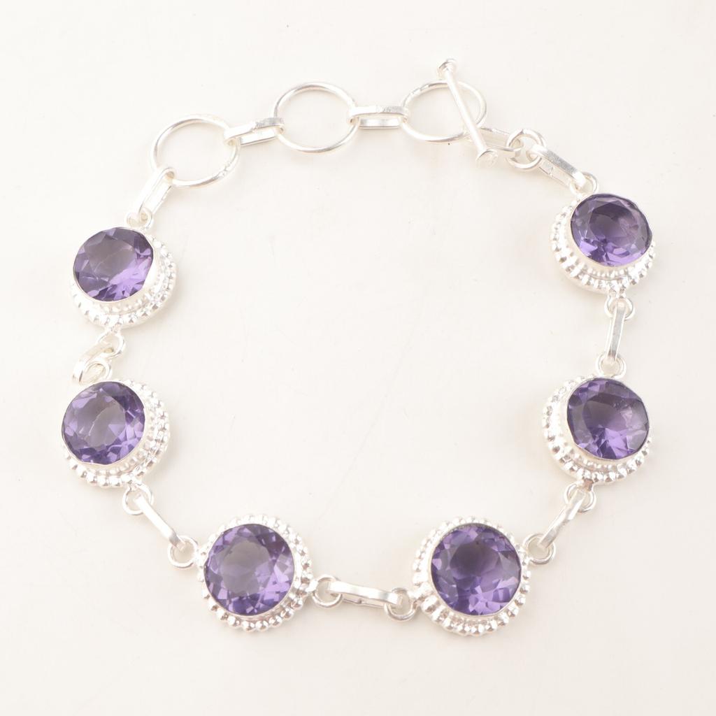 Iolite Gemstone 925Sterling Silver Women's Jewelry Bracelet 9" Mother's Day Gift RB-9-7