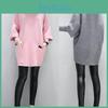 Women Round Neck Long Sleeve Solid Patchwork Hoodie Loose Pocket Sweatshirt