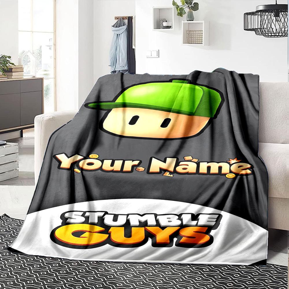 Stumble Guys Personalized Text Blanket Throw Customizable Blanket Durable Comfort Suitable for Seaside Couch Nap Chair for All Occasions