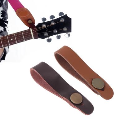 Gitarrengurthalter aus echtem Leder mit Knopf, sicheres Schloss für Gitarrenbass