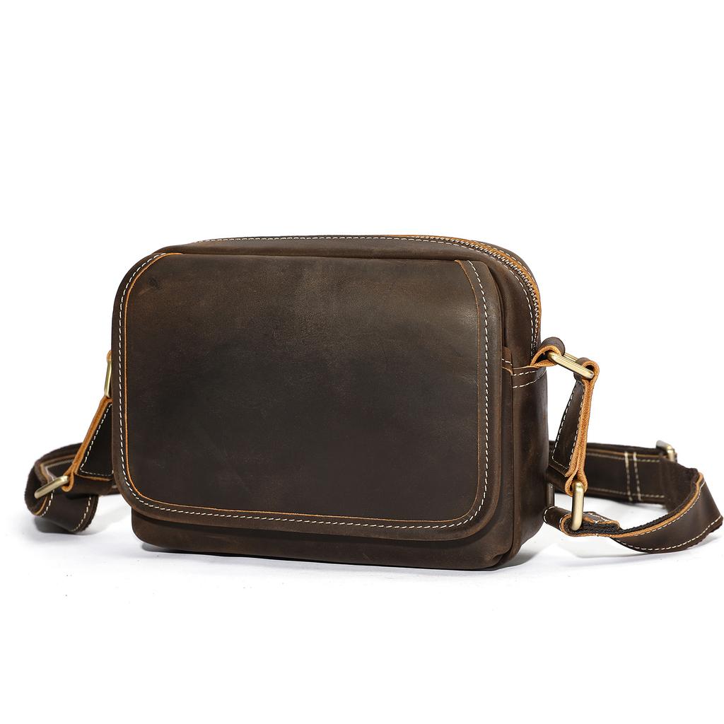 Fashionable Men's Single-shoulder Bag, Small Square Bag, Genuine Leather Texture Crossbody Bag