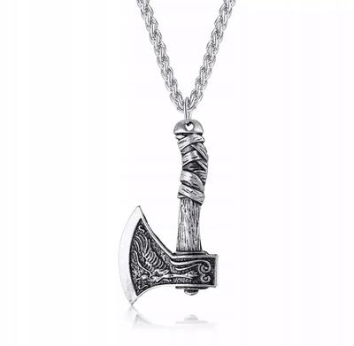 Viking Axe Necklace Lumberjack Wolf Axe 123
