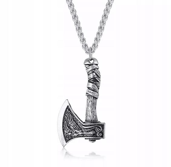 Viking Axe Necklace Lumberjack Wolf Axe 123