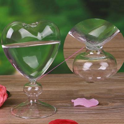 Pot de fleurs en verre en forme de cœur, vase de bureau sur pied, jardinière, décoration d'intérieur, décoration de fête de mariage