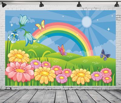 Magic Nature Rainbow Background Tapestry Birthday Party Decoration Baby Shower Supplies for Kids Children Girl Boy Photo Booth