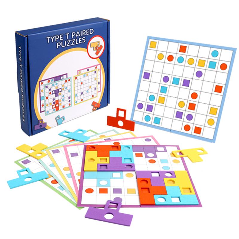 

Wooden Letter T-Shaped Pairing Building Blocks Puzzle Toy for Color Recognition Logic And Concentration Skills Development разноцветные