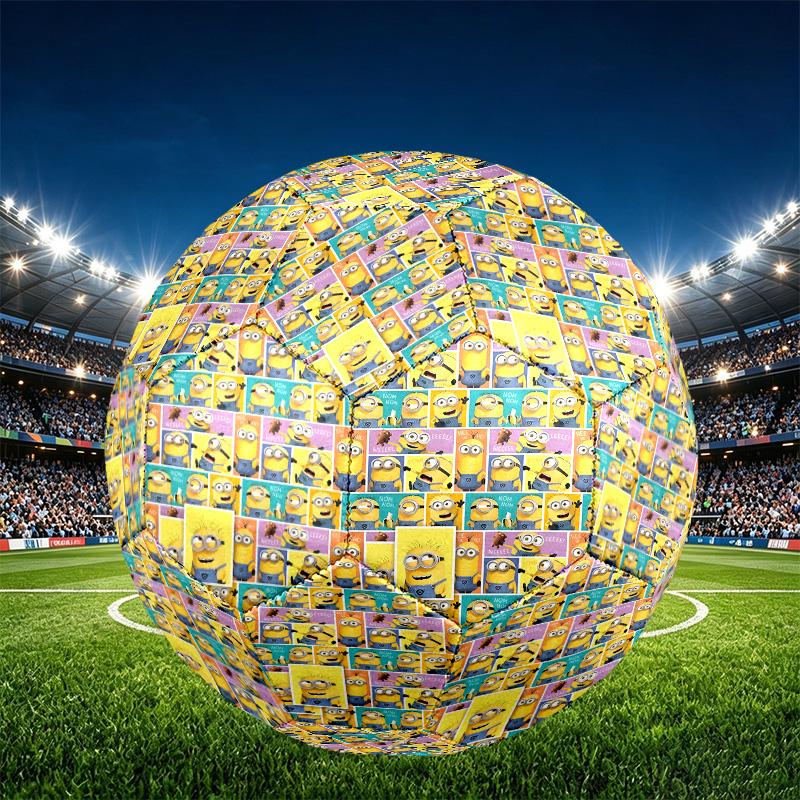 Minions Print Size 5 Soccer Ball, PU Wear Resistant Football for Match Training and Daily Practice, Birthday Gift for Soccer Fans