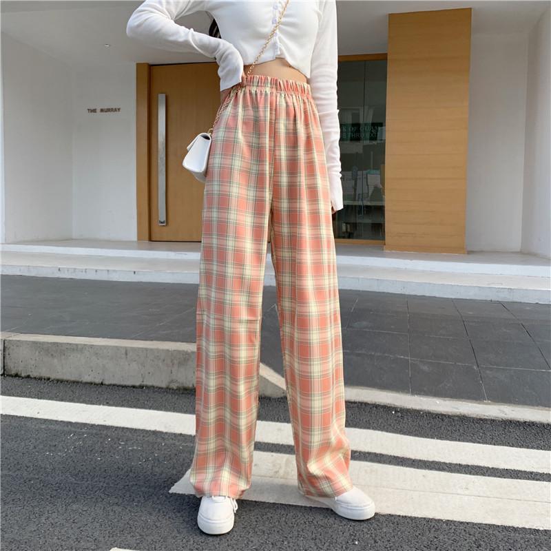 Mujer Pantalones de pierna ancha 2021 Primavera Verano Mujer Cintura Alta  Suelta Casual Pantalón de Gasa a cuadros Pantalones Largos Streetwear Plus  Size 4XL comprar a buen precio — entrega gratuita, reseñas
